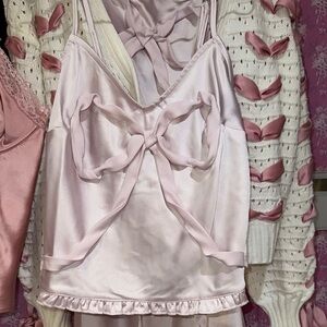 Pink bow Satin Camisole